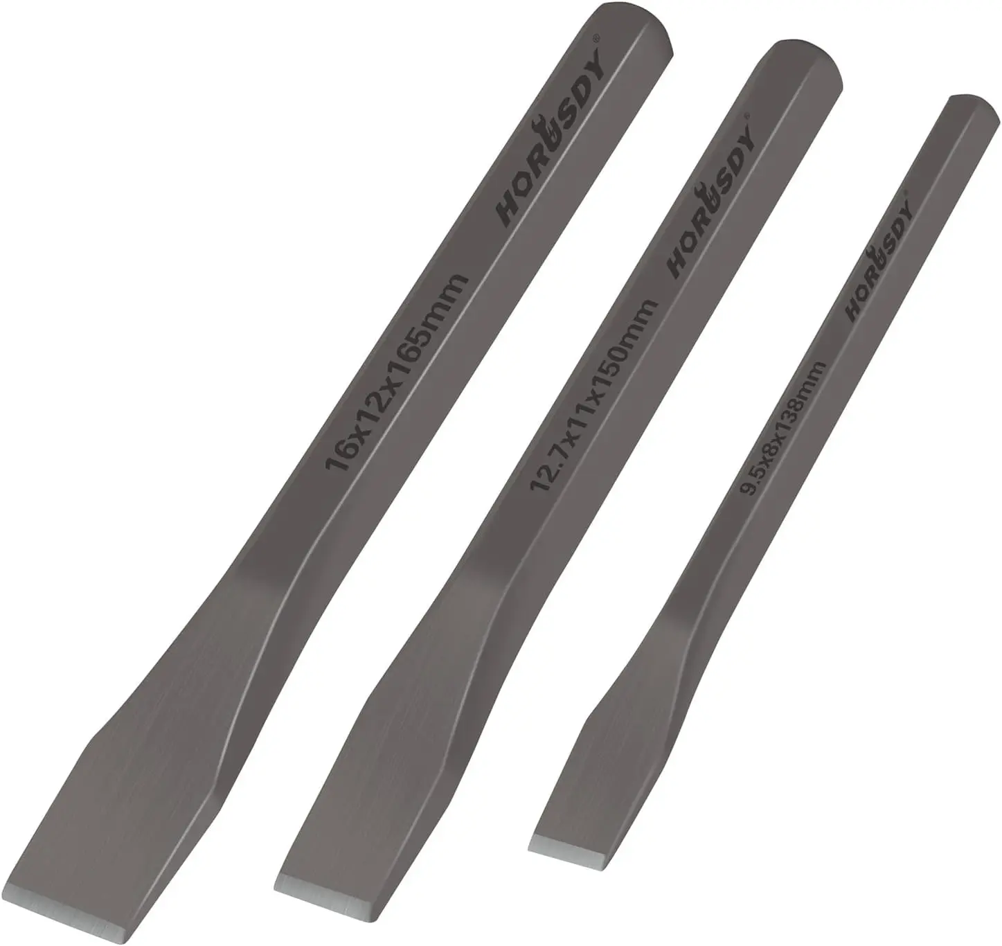 HORUSDY 3-Piece Heavy-Duty Cold Chisel Set, 3/8", 1/2", 5/8" Metal Chisels, Drop-Forged Cr-V Steel for Woodworking, Metalworking, Masonry & Carpentry