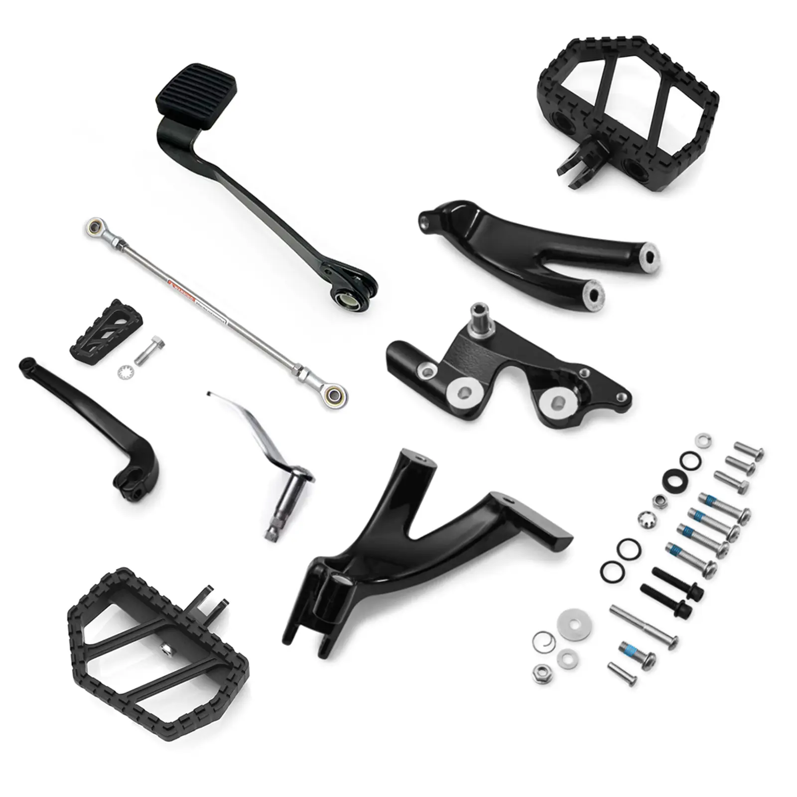 Gloss Black Aluminum Alloy Standard Forward Control MX Mini Footboards, Motorbike Footrest Motorcycle Parts Accessories For Harley Softail Street Bob FXBB 114/FXBBS, Low Rider FXLR 107/FXLRS 117 (2018-Up)