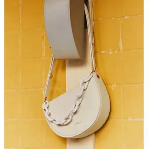 Semi-circle Saddle Leather Crossbody Purse