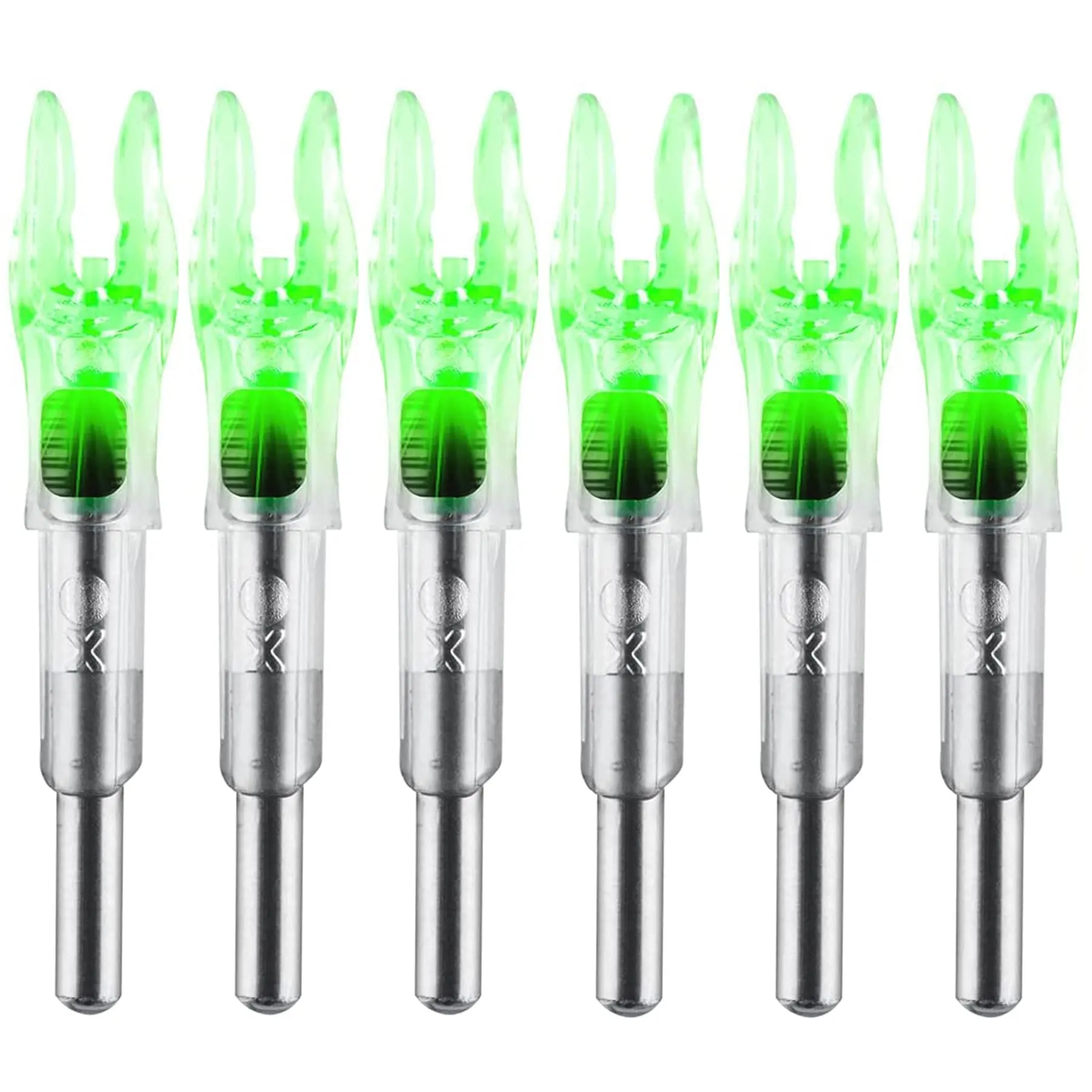 6 Pack X Lighted Nocks Universal Fit for Arrows with ID .204/.233/.244/.246 Light Up Nocks with ON/Off Switch for Archery Hunting