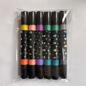 Double-Tip Metallic Glitter Marker | Dual-tip brush design, essential for cards, gifts, and decorations; the perfect gift for artists and journalers; medium tip; water-based ink; plastic construction; Dual Tip Markers