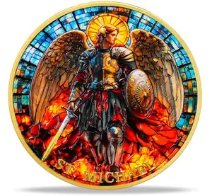 Flash Sale Bedazzling Things Home Items Wall Decor Saint Michael the Archangel Protects Christian Challenge Coin Psalm 91:10-11 Verse, Religious Faith Token, Inspirational Christian Gift for Men and Women