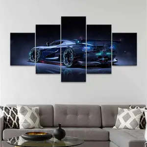 Car Pattern Canvas Painting, 5 Counts/set Modern Cool Design Wall Art, Wall Decor for Home Living Room Bedroom Office, Ornaments