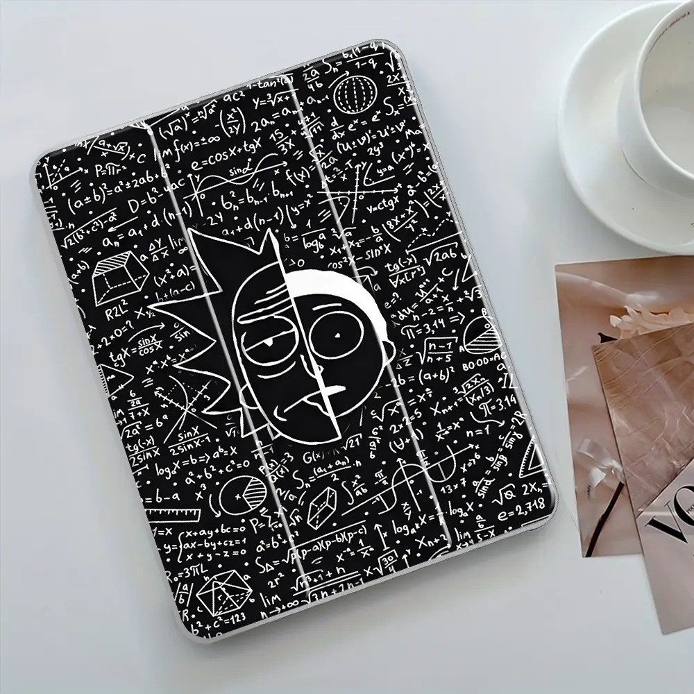 Geek Math Formula Black White Sketch Design iPad Case Transparent Acrylic Hard Back Panel With Pencil Slot, Suitable for Ipad mini pro air. Scratch-resistant Ultra-thin Protective Case, Custom Fit Covers, Suitable for Offices School