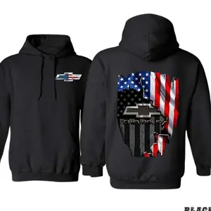 Vintage Chevrolet American Flag Hoodie, Patriotic Chevy Emblem Sweatshirt, Vintage Truck Streetwear, Car Lover Gift, USA Flag Pullover, Truck Fan
