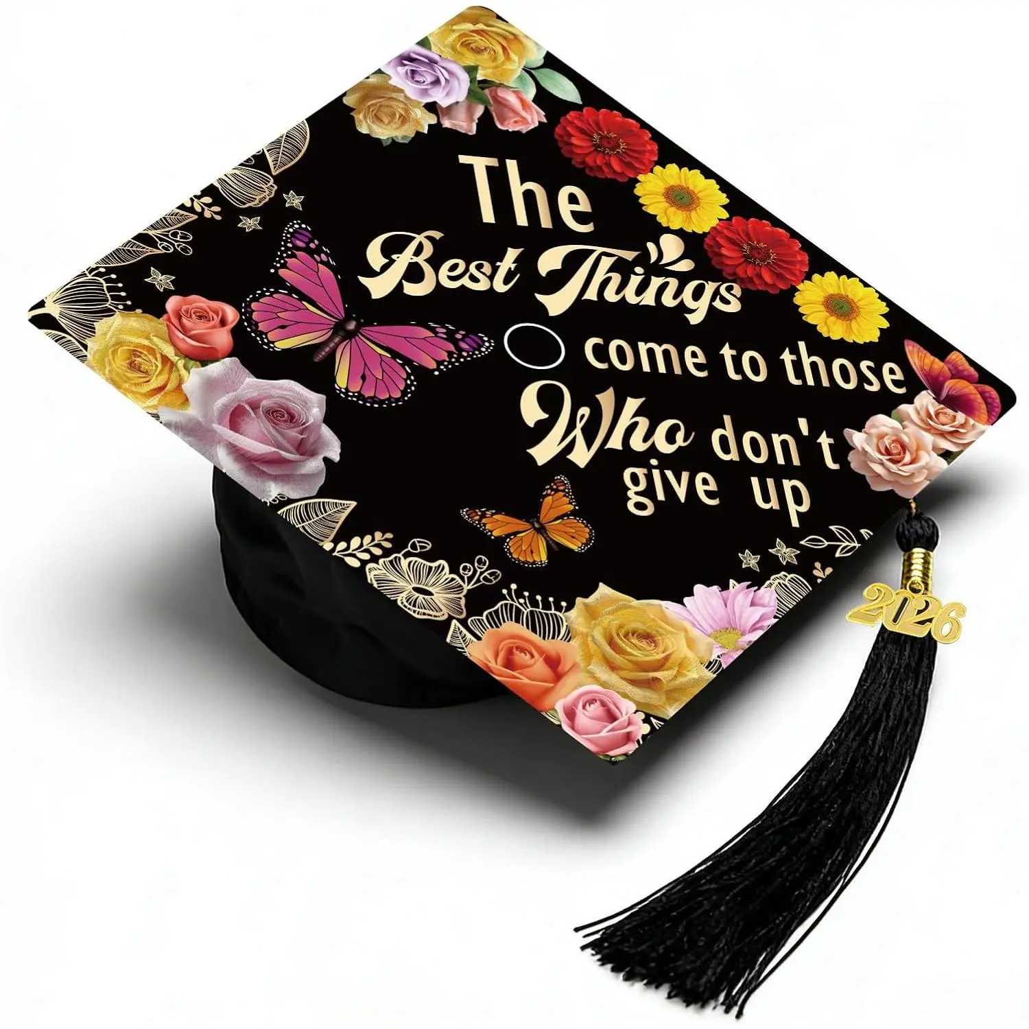 Nurse  Graduation Cap with 2026 Tassel, Christian Butterfly What She Tackles Hat Graduation Gifts