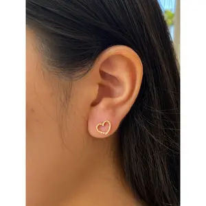 14K Gold Rope Heart Earrings