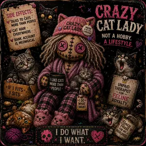 The Crazy cat lady voodoo doll magnet