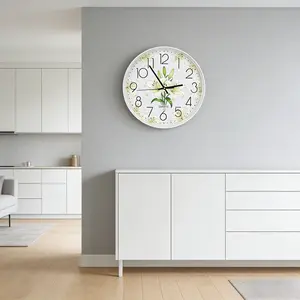 Silent Lily Flower Wall Clock, Modern Nordic Style Quartz Clock, No Drilling Decorative Wall Clock, Living Room Bedroom Home Fashion Clock