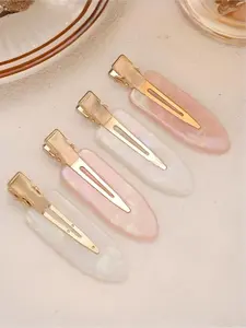 4pcs No Trace Hair Clips Women'S Forehead Bangs Clip Cute Makeup Clip Broken Hair One-Word Clip Hairpin Headdress Transparent Clips