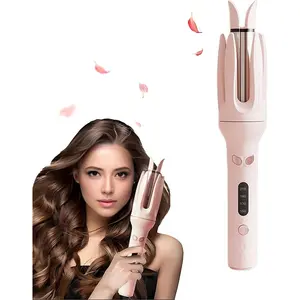 Automatic Curling Iron, 28mm Hair Curler, Negative Ion Automatic Hair Curl Wand, Rotating Curling Iron with Adjustable 4 Temperature, Fashion Comfort Hair Styling Tools for Home & Salon Use, Lazy Curling Tool (Pink)