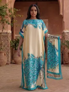 Women's Elegant Animal Pattern Long Robe Set, Sleeveless Wrap Shawl & Scarf, All-Season Beachwear Sun Protection Cover-Up