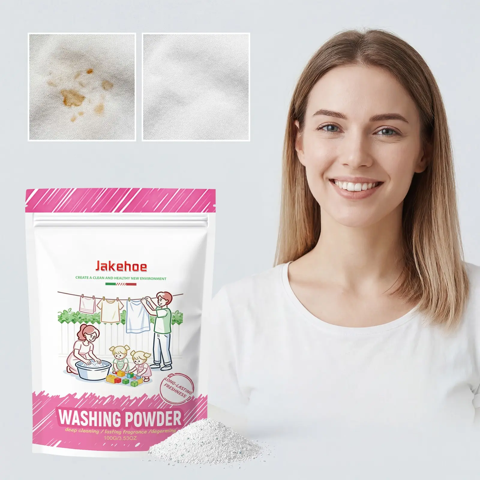 Clean Laundry Powder Easy Wash Low Foam Stain Remover Clean Odorless Household Laundry Detergent, Effective Cleaning Agent