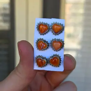 Spiny Oyster Heart Shaped Sterling Silver Earrings