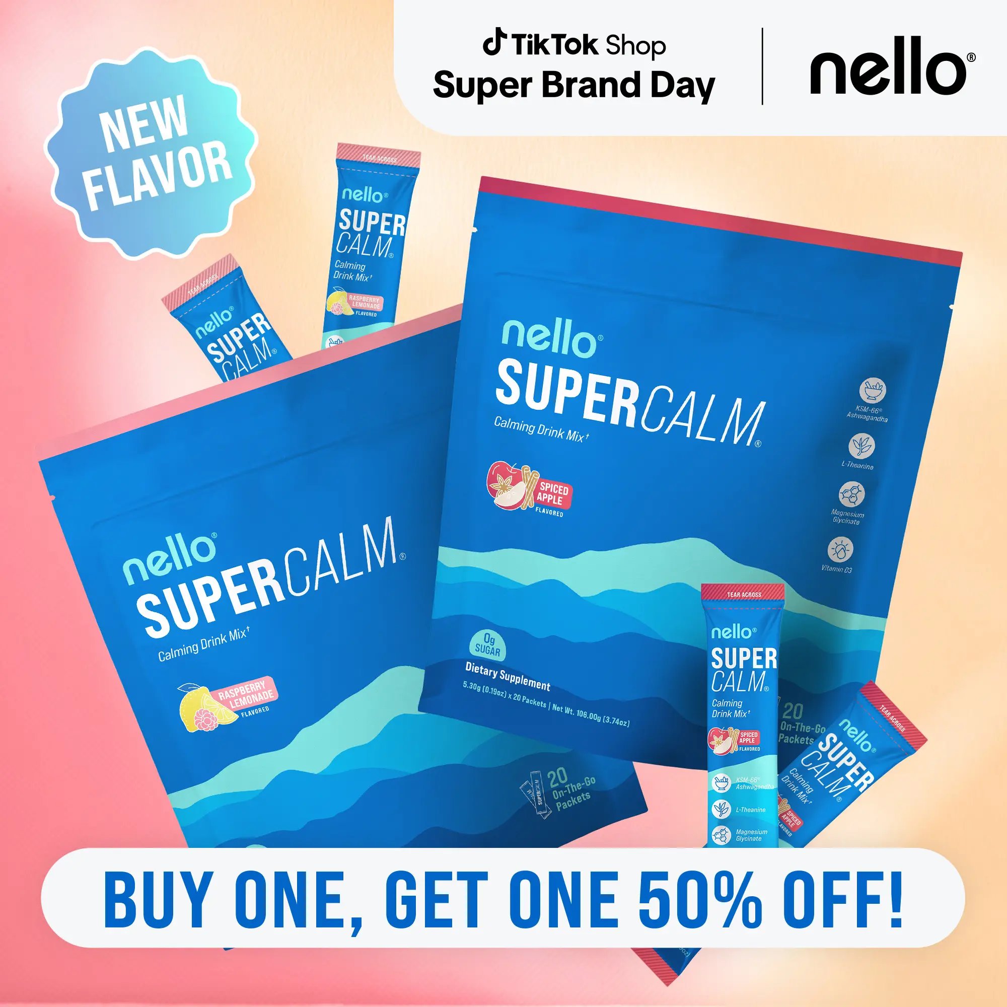 Supercalm Best Selling Flavors Bundle (2-Pack) :Calming Drink Mix with KSM-66 As...