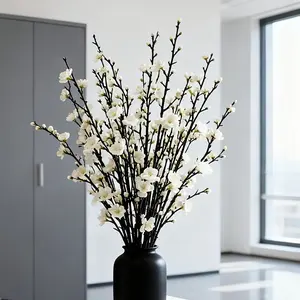 Artificial long-stem plum blossoms, realistic white jade flowers, Artificial Fake Flowers. For indoor/outdoor decorative decor in homes, offices, weddings, parties. Natural look, no maintenance required #TOP PICKS