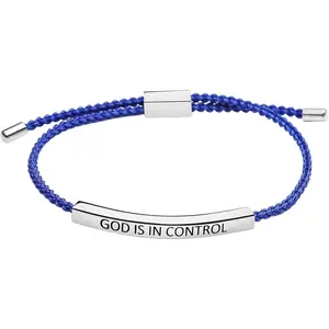 God Is In Control Inspirational Bracelets for Women,Christian Faith Bracelets  Letter Braided Adjustable Stainless Steel Bangle Men Christmas Birthday Gifts
