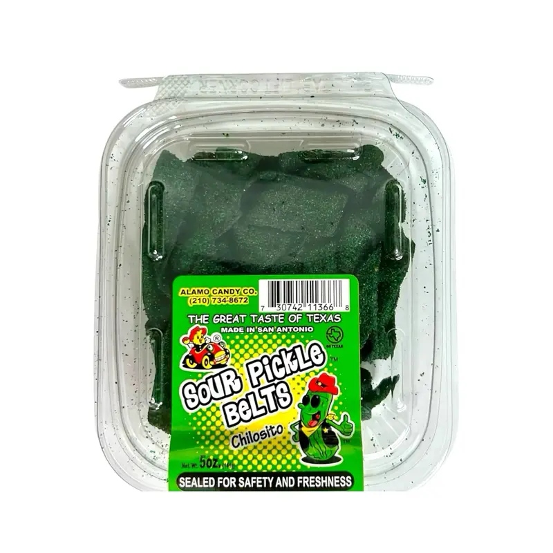 Sour Pickle Candy Belts - Chilosito Sweet and Sour Fruit Flavored Candy Strips for Snack Lovers