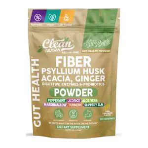 Clean Nutra Fiber, Psyllium Husk, Digestive Enzymes, Probiotics, Aloe Vera, Turmeric & More for Digestive Health & Gut Comfort - Gut Resto