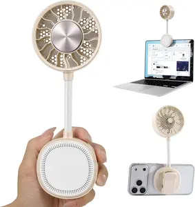 Magnetic Clip On Fan, Portable Mini Fan with Phone Holder, 360° Flexible Neck, Ultra-Wide Airflow, 3-Speed Rechargeable Personal Desk Stroller Fan, Strong Brushless Motor