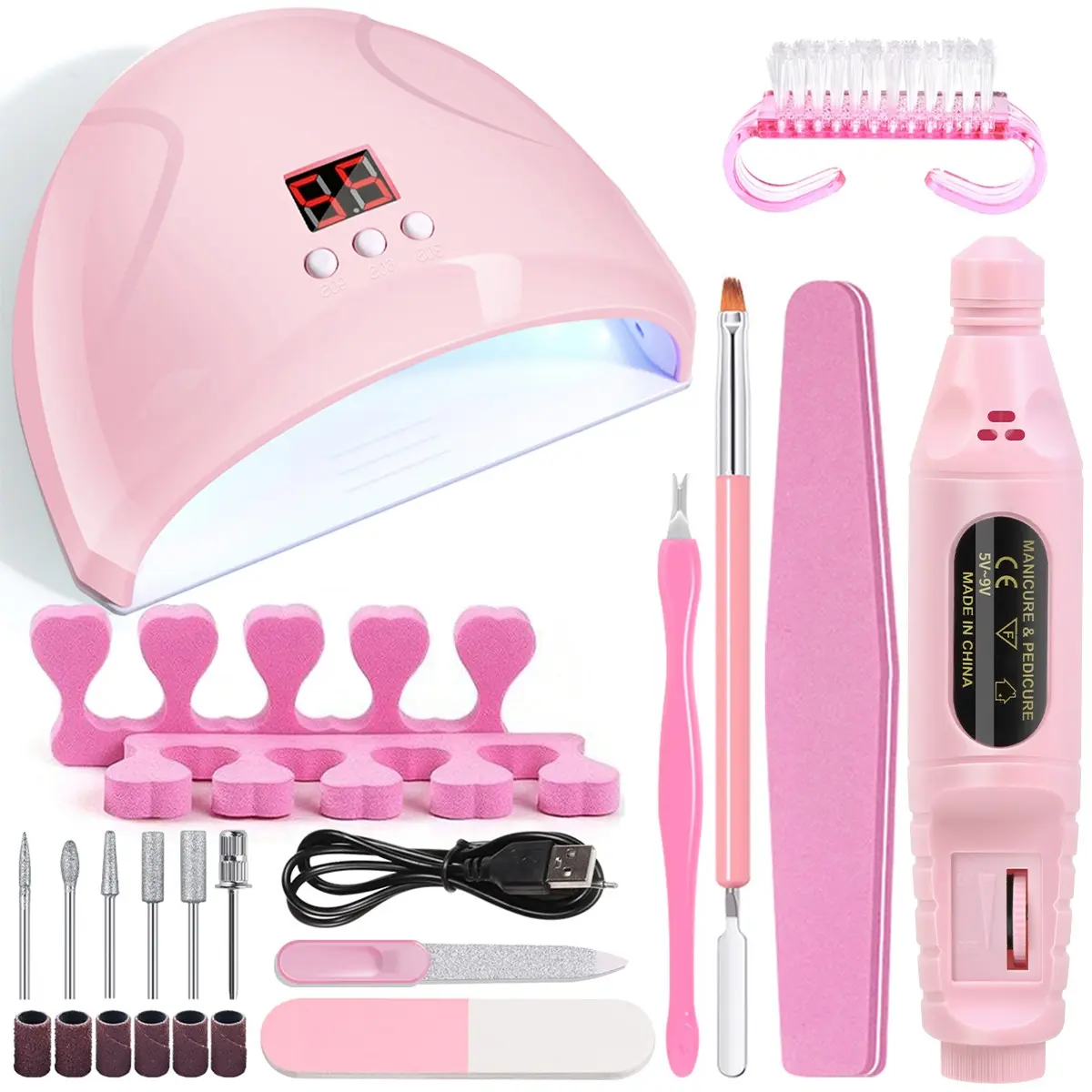 Nail salon set, Nail Manicure Kit, Nail Art Tool Set, Manicure, Nail Art UV Lamp, Gel Nail Polish Glue Drying Machine, Electric Nail Drill, Nail Art Painting Brush, Nail File, Finger Divider, Perfect for Salon-Quality Home Use, Nail Art Kits