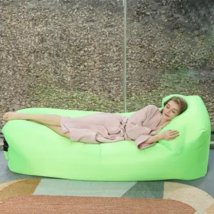 Manufacturer's inflatable sofa with pillow, in stock, portable outdoor lazy air sofa, foldable inflatable bed sleeping bag
