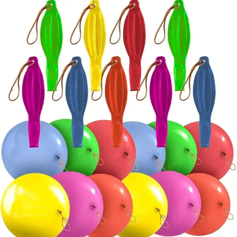 High Quality Unisex Round Shape Natural Latex Kids' Punch Balloons - 10Pcs 18in Thick Heavy Duty, with Rubber Bands, Reusable Educational Toy, Random Colors, for Birthday Party Decoration, Gift, 10×Punch Bounce Balloons