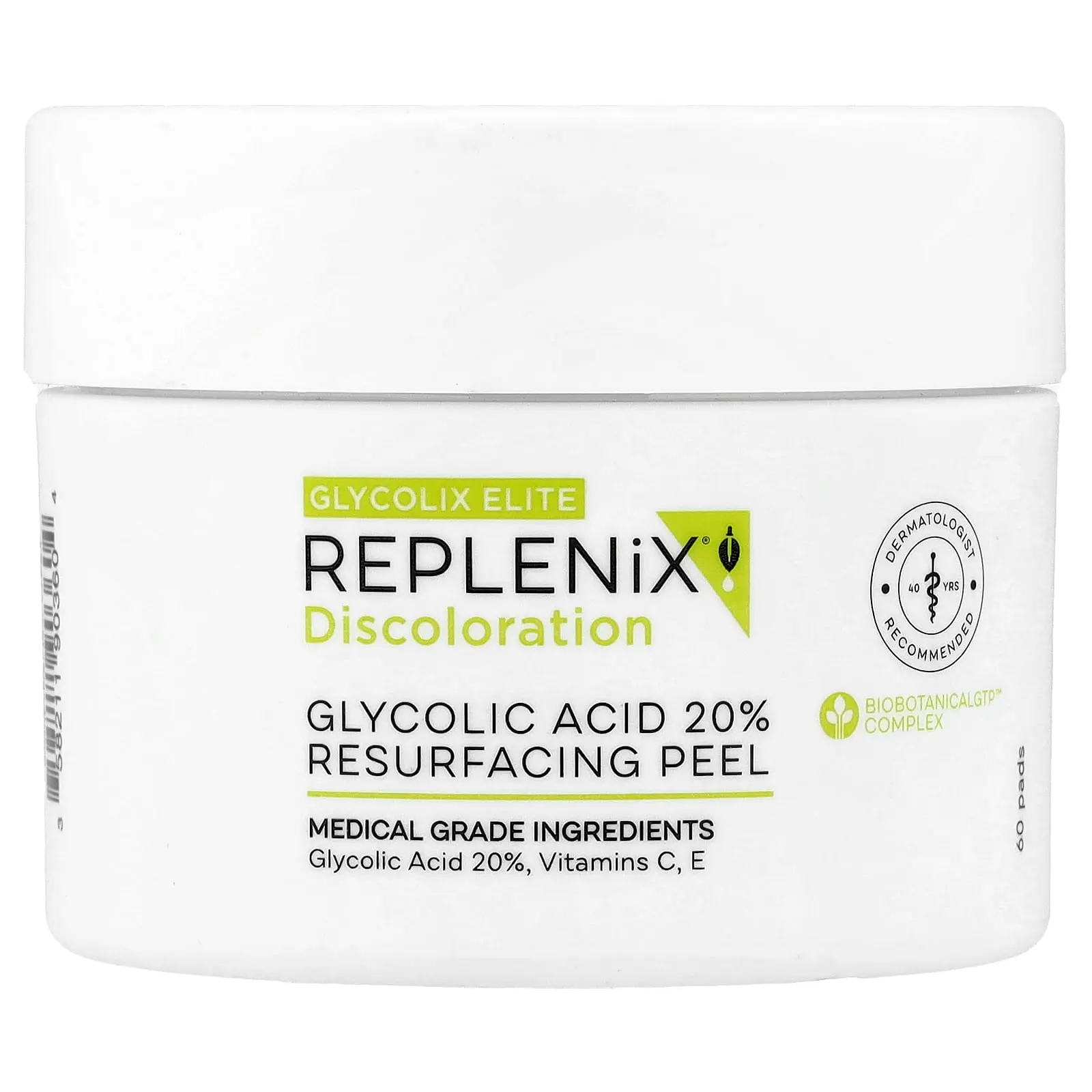 Replenix Discoloration, Glycolix Elite, Glycolic Acid 20% Resurfacing Peel, 60 Pads