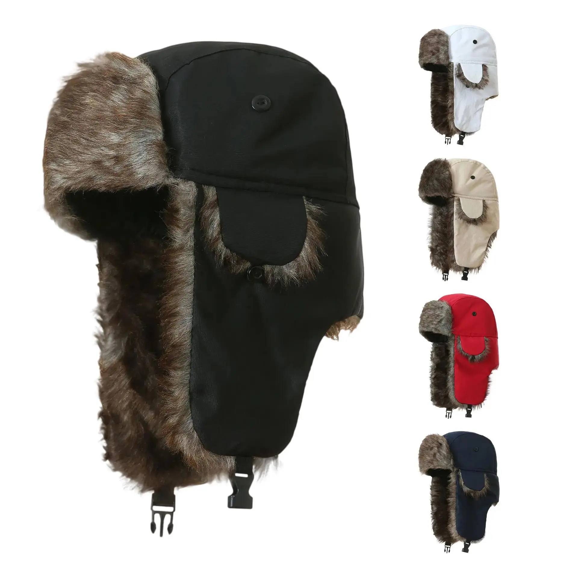 Unisex Winter Hat Russian Earflap Hat Keep Warm Ski Hat Men Women Faux Fur Man Unisex Bomber Hats For Women
