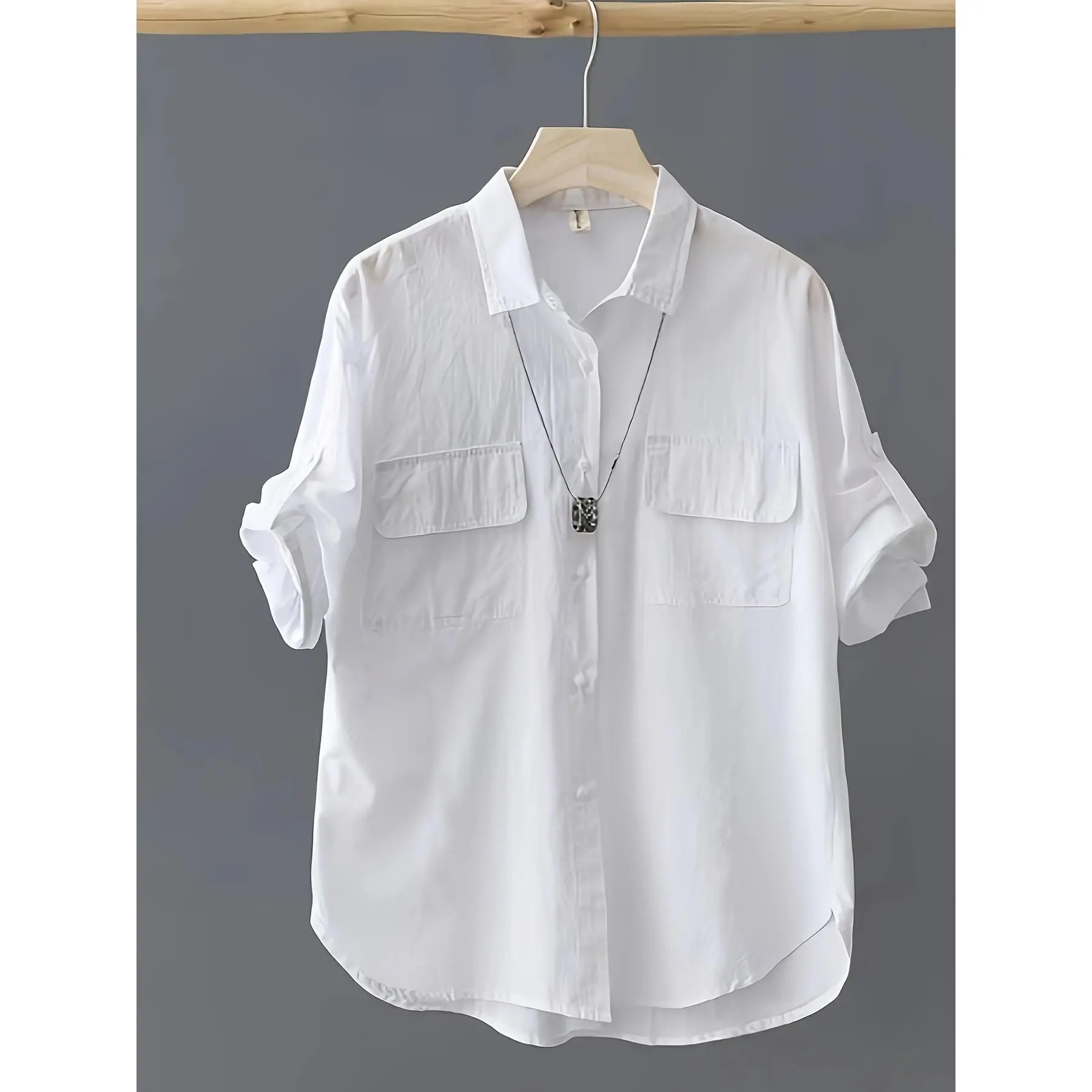 Women's White Fitted Basic Blouse - 2026 Minimalist Top, Casual Comfortable Versatile, for Office, Daily Wear, Summer Autumn - TikTok Trending Womenswear Fresh Find