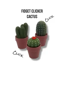Adorable Fidget Clicker, Spinner and Magnetic Sets - 3d Printed Cactus, Plant and Mushroom Clicky Fidget Decor