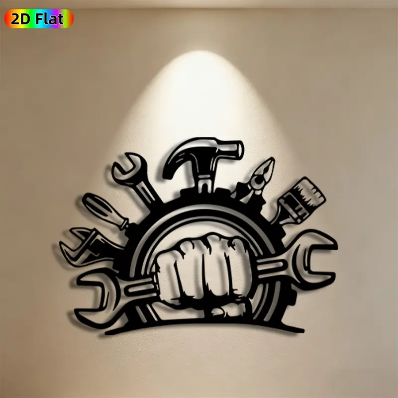 1pc Mechanic Tools Metal Wall Art,Industrial Mechanic Tools Statue Mural, Ideal Gift for Father's Day, New Year, Mechanic Decor Enthusiasts,  Metal Wall Decor Wall Sculptures, Perfect for Garage Wall & Workshop Fence, Unique Industrial Wall Decor