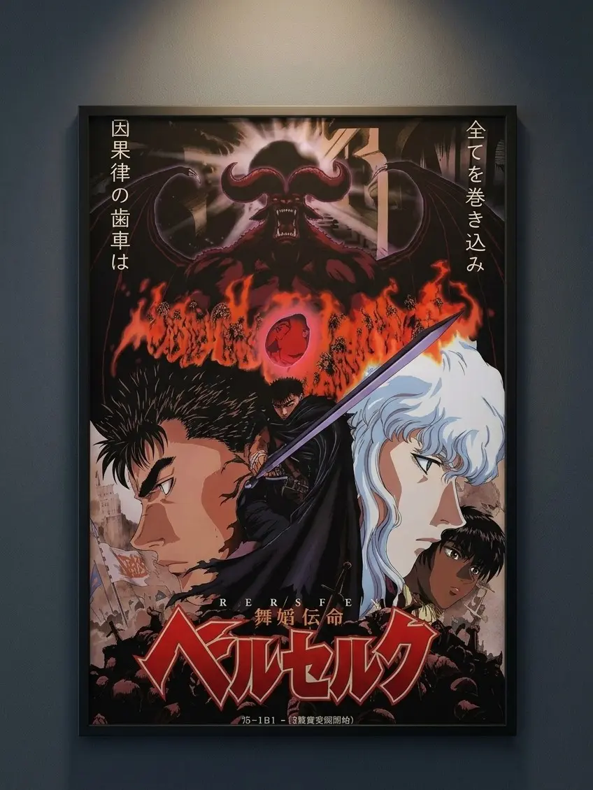 BERSERK Guts vs Griffith Eclipse Dark Fantasy Saga Classic Scene Anime Art Poster, High-Quality Eco-Friendly Home Decor, Optional Black Frame, Canvas Wrap or Unframed Wall Art