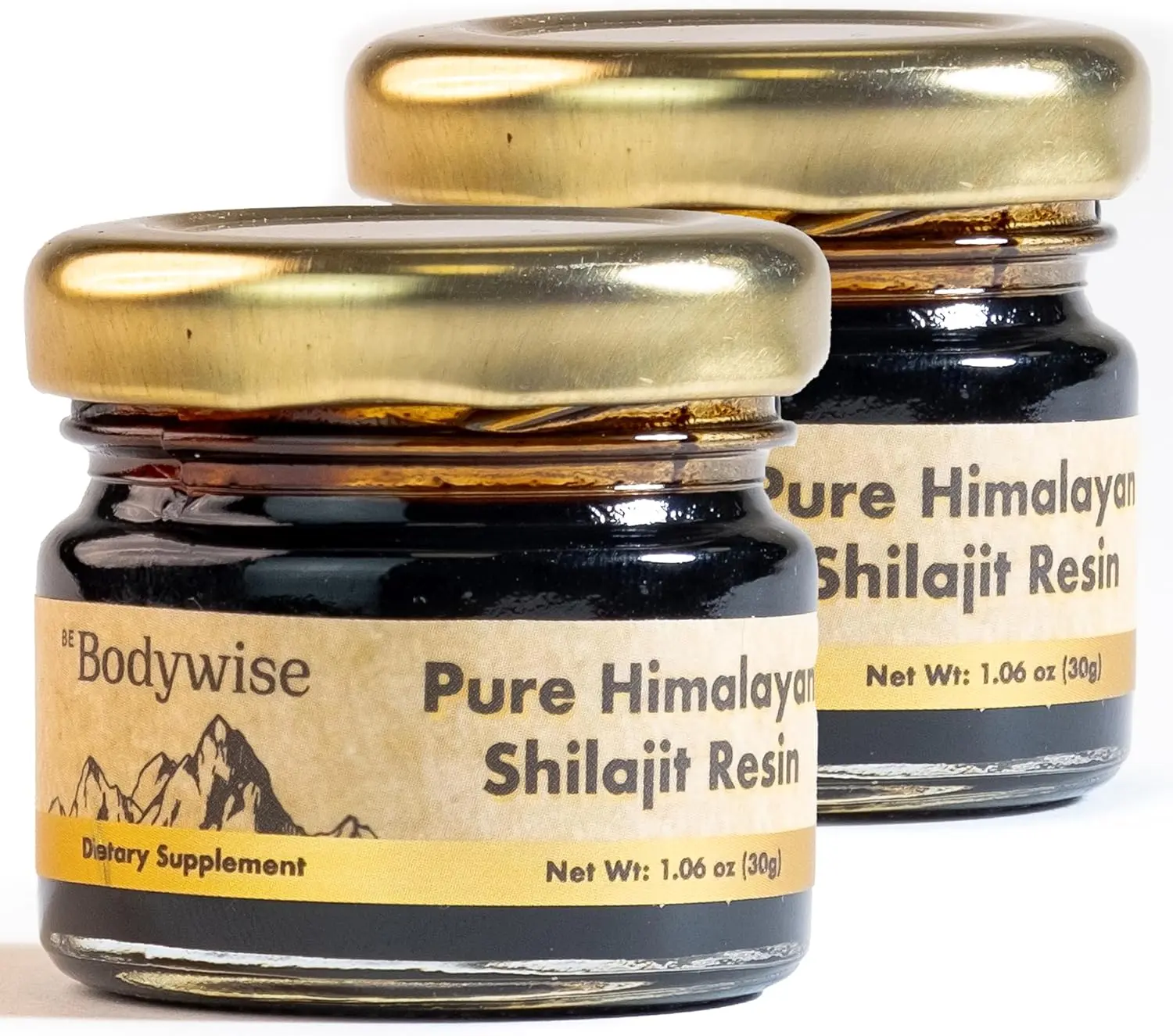 Be Bodywise Pure Himalayan Organic Shilajit Resin - Pack of 2 I Lab Tested I 100% Authentic & Natural I 75%+ Fulvic Acid & 85+ Trace Minerals | Heavy Metal Free I for Men & Women I 600 mg I 60 gm.