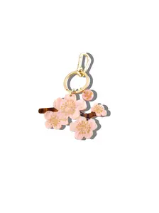 Hand-painted Cherry Blossom Bag Charm + Keychain | Eco-Friendly