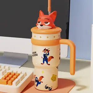 Disney Adorable Cute Lid Vacuum Flask Insulated Cup with 24-Hour Temperature Retention Trendy Gift for Friends Perfect for Hot Cold Drinks