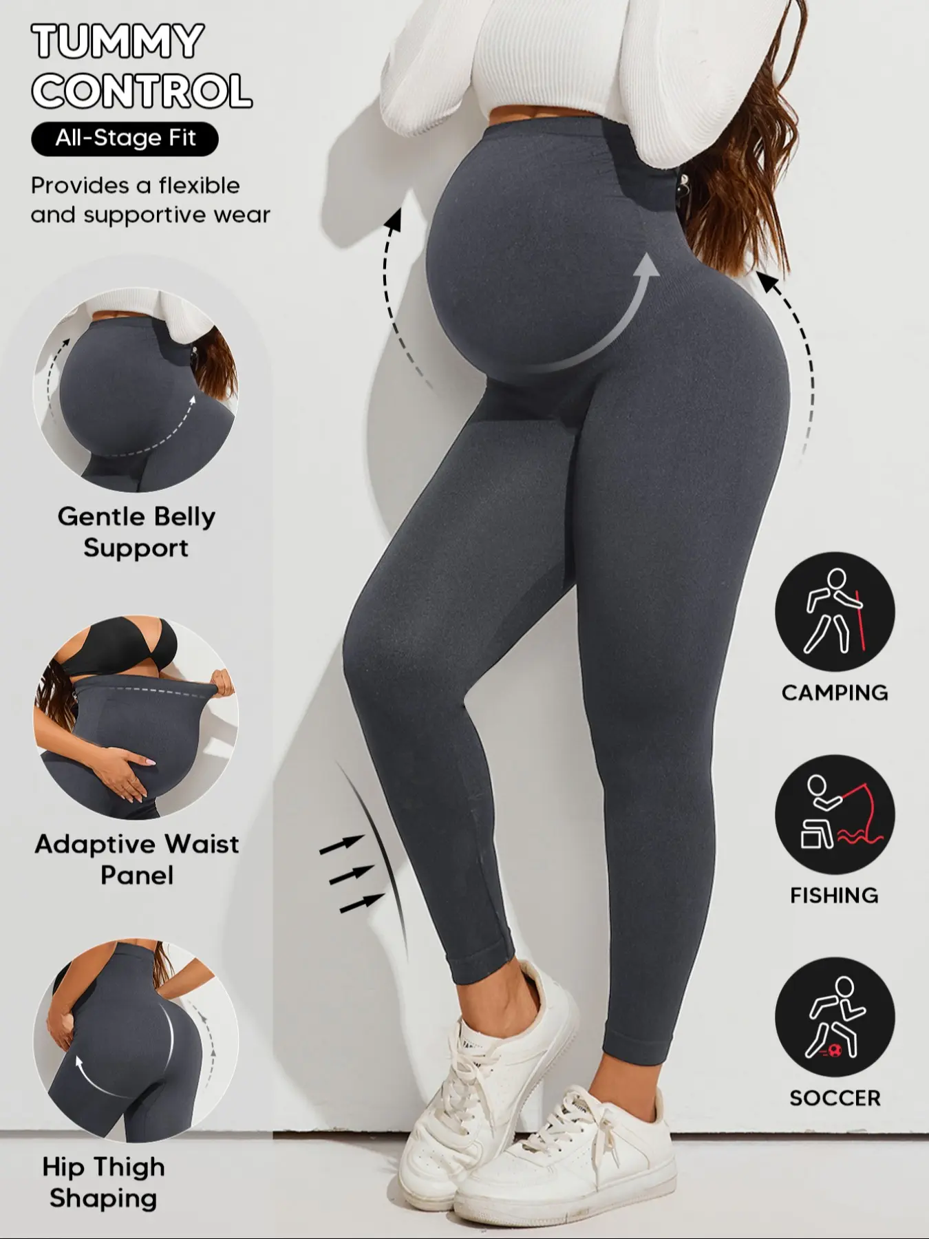 Maternity over Belly Leggings, High Waist Pregnancy Support Pants, Belly Support, Adaptive Waist Panel, Hip Thigh Shaping, Maternity Clothing, Pregnancy Clothes, Four-Way Stretch, Soft Breathable Fabric, Fall & Winter