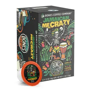 Bones Coffee Company Jamaican Me Crazy Flavored Pods | 12ct Kcups Bean Beverage Bean Beverage