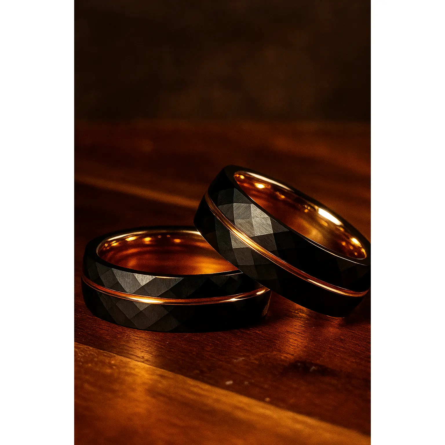 Rose Gold Hammered Tungsten Ring