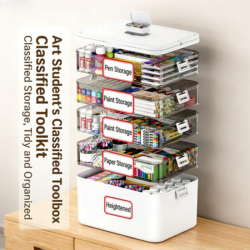 layer Plastic Storage Box | Transparent Organizing Box with Handles - Durable and Easy to Clean - Suitable for