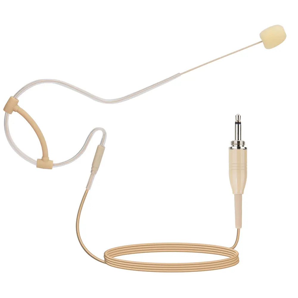 YXG Beige Head Mounted Single Ear Hanging Microphone - Audio Accessory, Hands-Free, Lightweight, 1.4m Cable, 3.5mm Threaded Lock Head