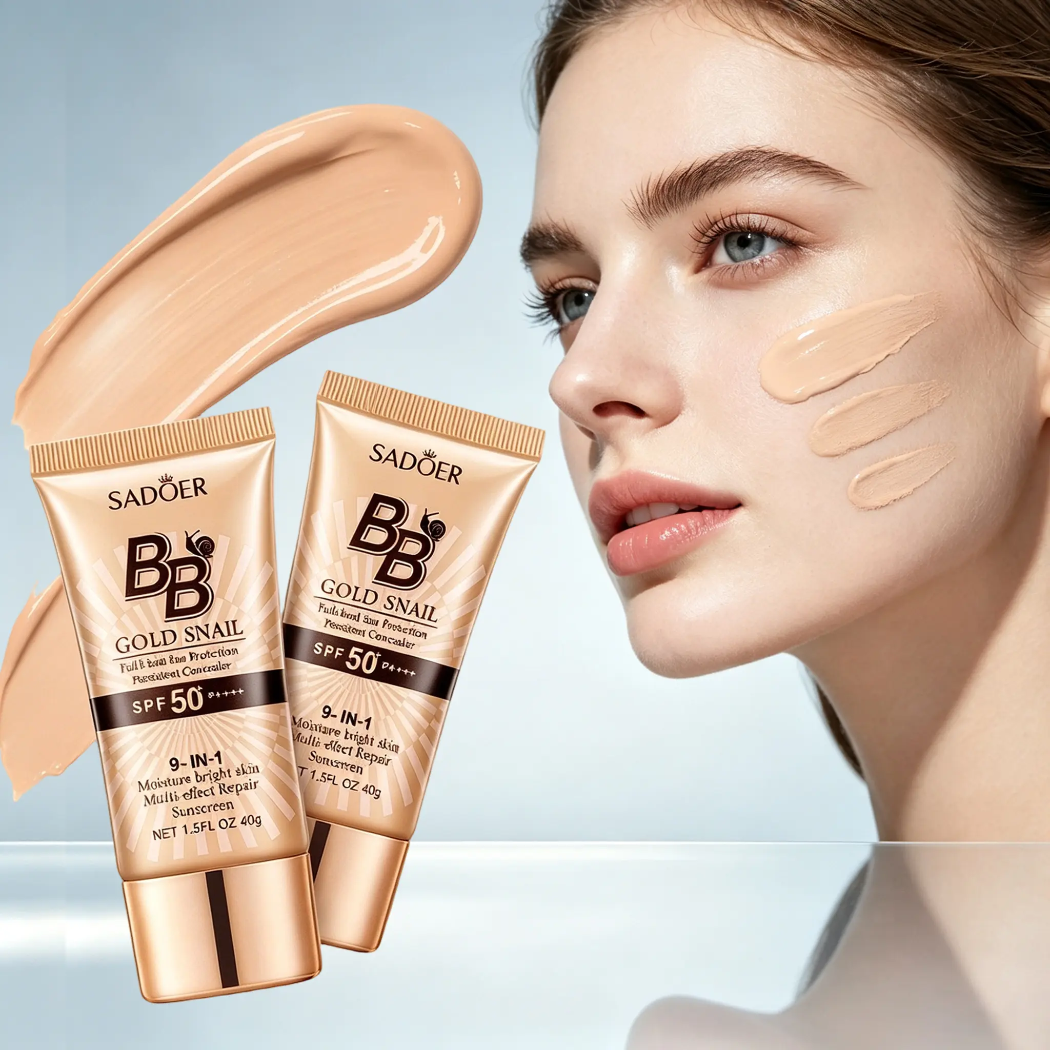 Snail Sunscreen BB Cream, Hydrating Sunscreen, Sunscreen Foundation, Face Makeup Primer matte finish, long-lasting moisturizing and oil control, creates a natural makeup look, refreshing and non-greasy, perfect for makeup beginners, a great gift