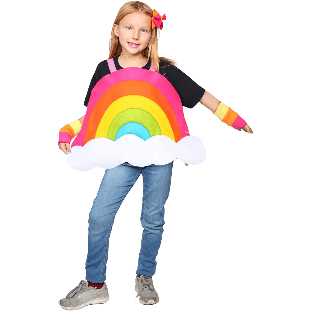 Rainbow Costume for Kids – Colorful Tunic with Matching Hair Clip & Armbands – Easy Slip-On with Shoulder Straps - Cosplay Dress-Up Costume for Toddlers and Kids