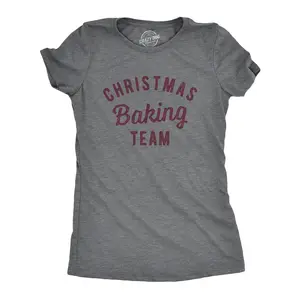 Womens Christmas Baking Team T Shirt Funny Xmas Party Family Novelty Graphic Tee for Ladies Funny Womens T Shirts Cute Vintage Fashion Casual Ladies T-Shirt Gift Christmas Tops for Women Funny Food Top Women's Dark Grey