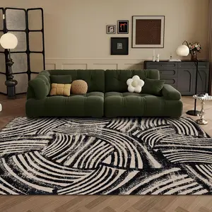 Soft Velvet Home Rug with Geometric Print, Comfortable Floor Mat for Living Room, Hallway, Bedroom, Indoor Outdoor Holiday Decor, Geometric Pattern Rug, Modern Geometric Rug