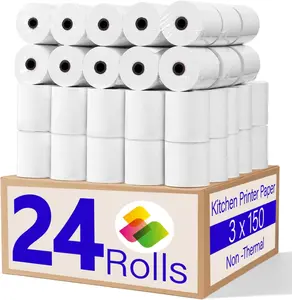SP700 Kitchen Printer Paper (24 Rolls) 3" x 150' 1 Ply Bond (Non -Thermal) Receipt Paper POS  Register Paper for TMU200 SRP275 from