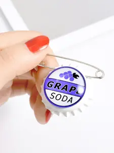 Up Movie Grape Soda Bottle Cap Alloy Brooch Pin, Grape Soda Text & Grape Design, Perfect Gift for Pixar Fans Couples Adventure Lovers, Grape Pattern, Fashion Accessory