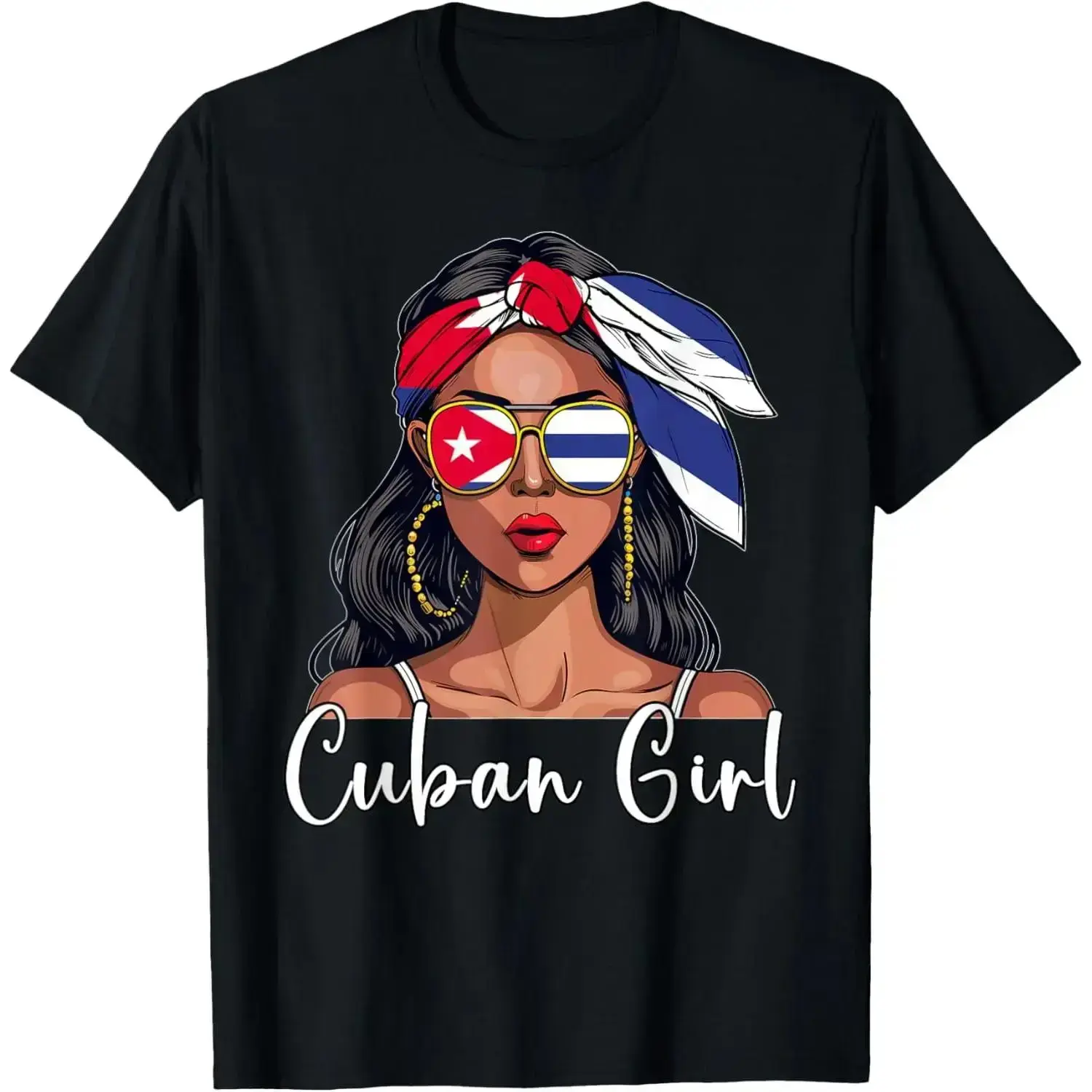 100% Cotton Cuban Souvenir Products Women’s Flag Girl Cuba T-ShirtCHEN JX Shop