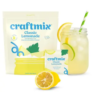 Craftmix Classic Lemonade Drink Mix Powder, 12 On-the-Go Packets, Real Fruit Flavor, Low Sugar Water Enhancer, Vegan & Non-GMO Hydration Mix