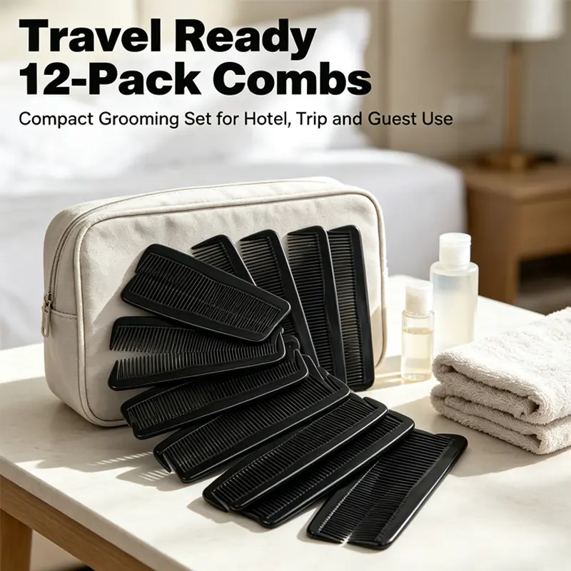 12Pcs Black Hair Combs Set, Portable Travel Pocket Comb, Anti-static Fine Tooth Hair Styling Comb for Home & Salon，Durable Black Plastic Fine Tooth Combs, Lightweight Pocket Hair Comb for Daily